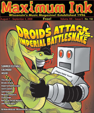 Madison's Droids Attack Vs. Chicago's Imperial Battlesnake on the cover of Maximum Ink - photo by Brad Van (drawing)