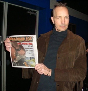 Lane Klozier (Brian Barney) holding Maximum Ink circa 3/2009 in Madison - photo by Rökker