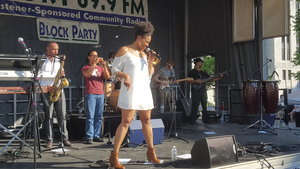 Porsche Carmon of the Charles Walker Band strutting her stuff at the WORT Block Party - photo by Andrew Frey