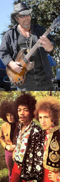 Robert Lucas of Canned Heat (Top) and The Jimi Hendrix Experience (bottom) with Mitch Mitchell on right - photo by (Robert Lucas) Pat Johnson