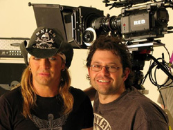 Shane Stanley and Bret Michaels on the set